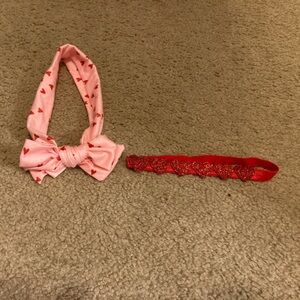 Pink and Red Heart Patterned baby Headband Set